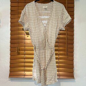H&M Checkered Romper with Elastic Waistband and Waist tie